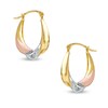 Thumbnail Image 1 of Satin and Polished Finish Hoop Earrings in 14K Gold