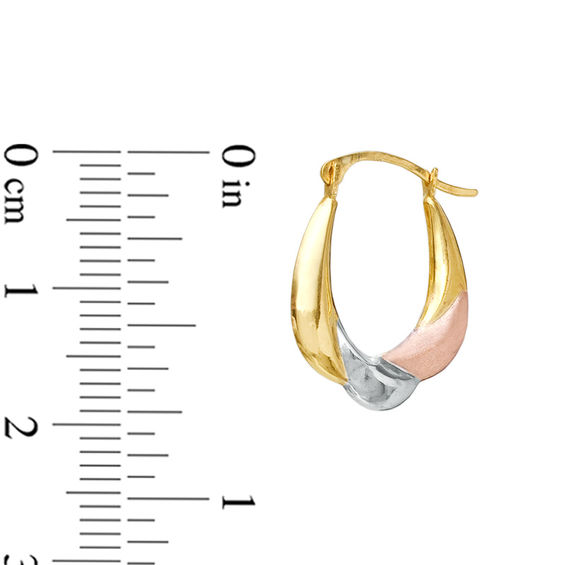 Satin and Polished Finish Hoop Earrings in 14K Gold