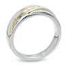 Thumbnail Image 2 of Diamond Accent Slant Ring in Sterling Silver and 14K Gold Plate - Size 10.5