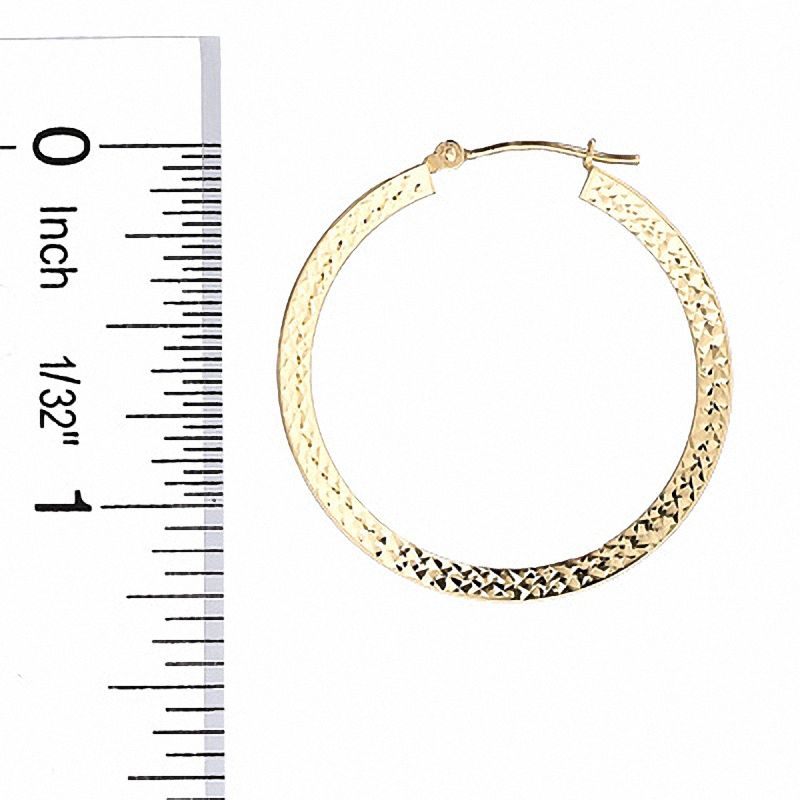Main Image 3 of 32.0mm Diamond-Cut Inverted Square Hoop Earrings in 14K Gold
