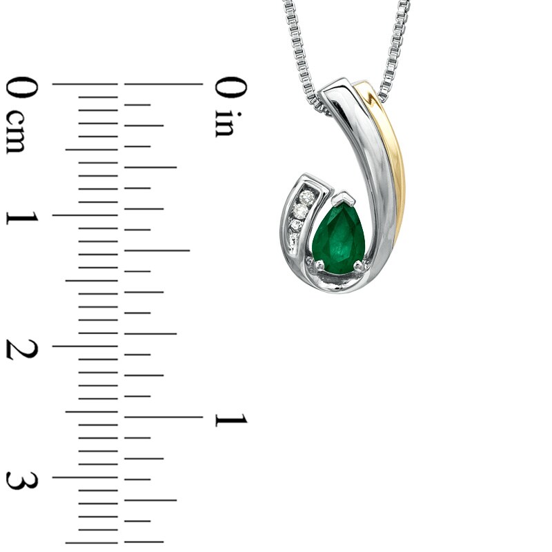 Main Image 2 of Pear-Shaped Emerald and Diamond Accent Pendant and Earrings Set in Sterling Silver and 14K Gold