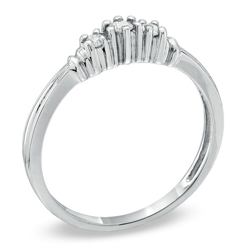 1/10 CT. T.W. Diamond Three Stone Promise Ring in 10K White Gold