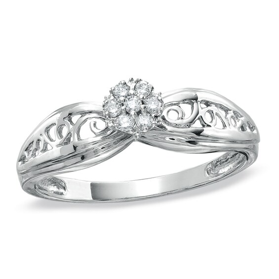 Diamond Accent Cluster Promise Ring in 10K White Gold Zales