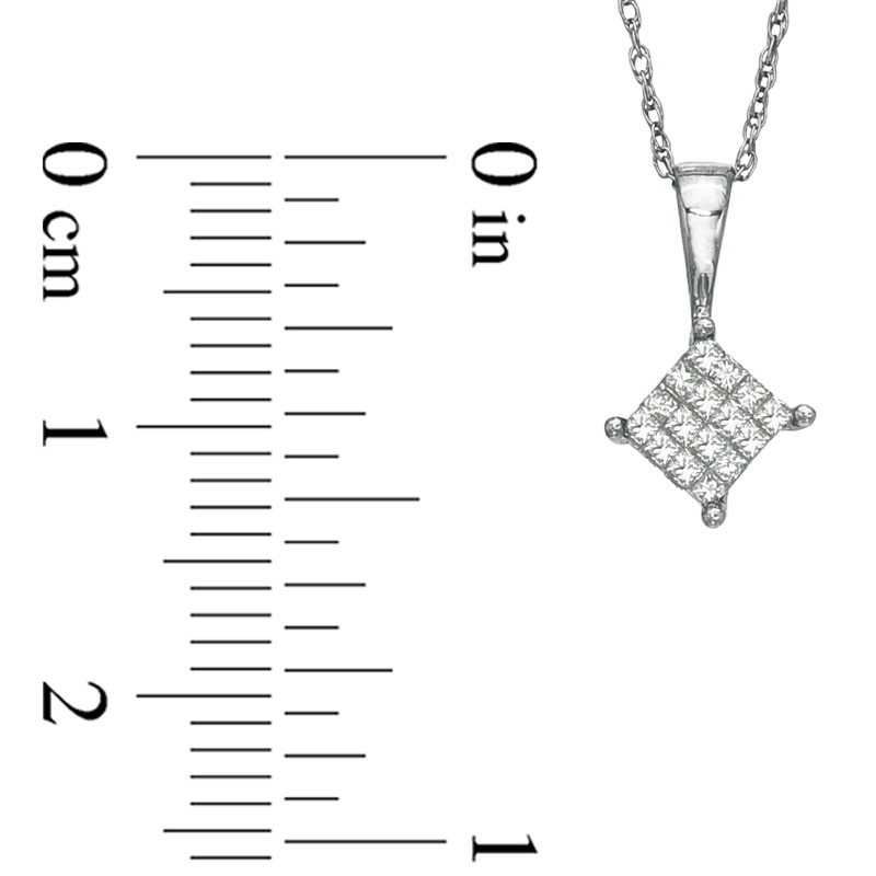 Main Image 2 of 1/8 CT. T.W. Composite Princess-Cut Diamond Pendant in 14K White Gold