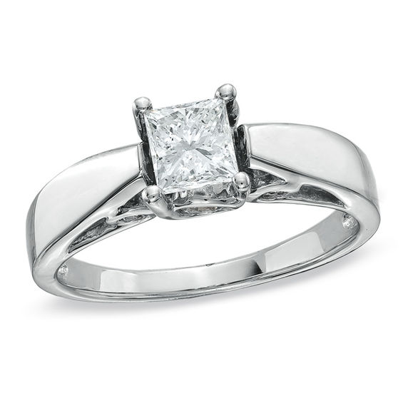 1 CT. T.w. Princess-Cut Diamond Engagement Ring in 14K White Gold