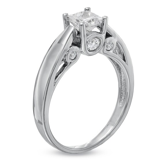 1 CT. T.w. Princess-Cut Diamond Engagement Ring in 14K White Gold