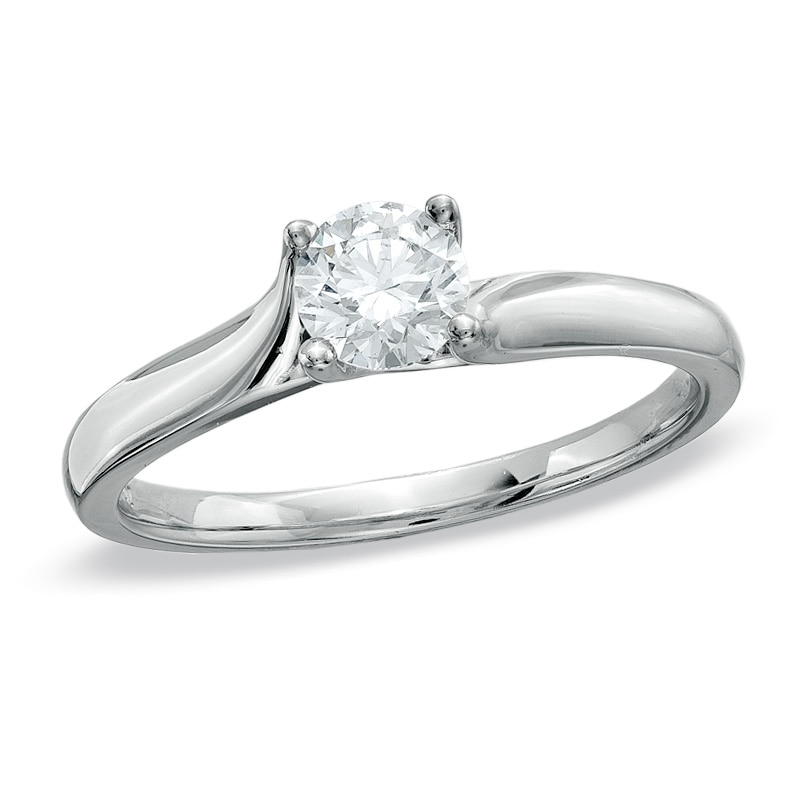 1/2 CT. Certified Diamond Solitaire Engagement Ring in 14K White Gold (I/SI2)