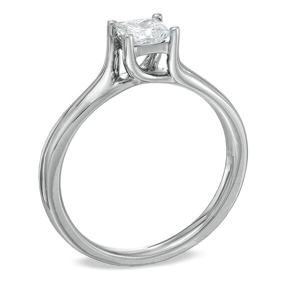 1/2 CT. Certified Princess-Cut Diamond Solitaire Engagement Ring in 14K White Gold (I/Si2)