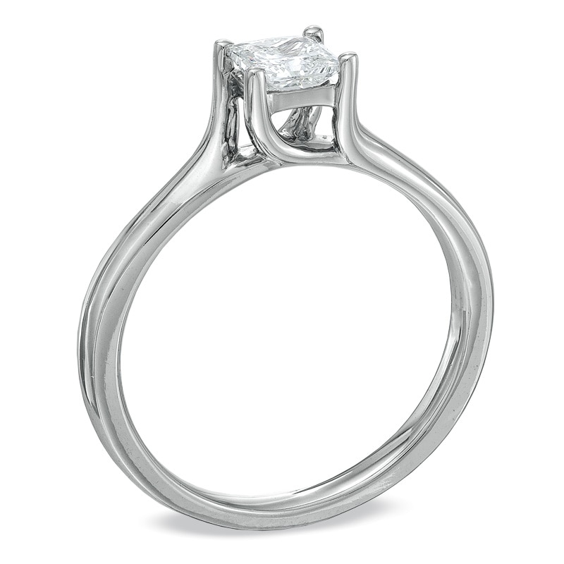 Main Image 2 of 1/2 CT. Certified Princess-Cut Diamond Solitaire Engagement Ring in 14K White Gold (I/SI2)