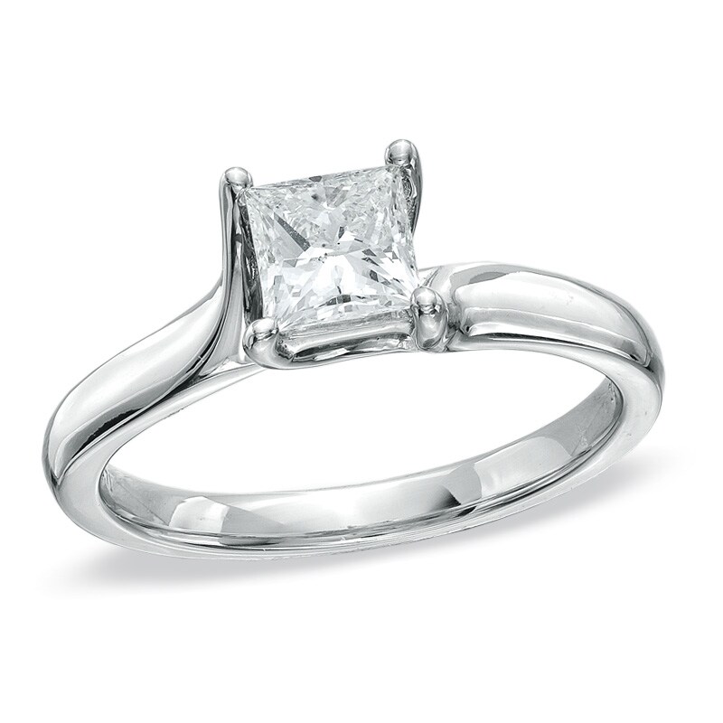 Main Image 1 of 3/4 CT. Certified Princess-Cut Diamond Solitaire Engagement Ring in 14K White Gold (I/SI2)