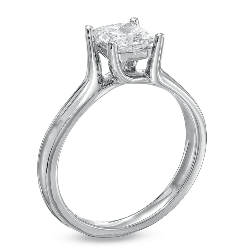 Main Image 2 of 1 CT. Certified Princess-Cut Diamond Solitaire Engagement Ring in 14K White Gold (I/SI2)