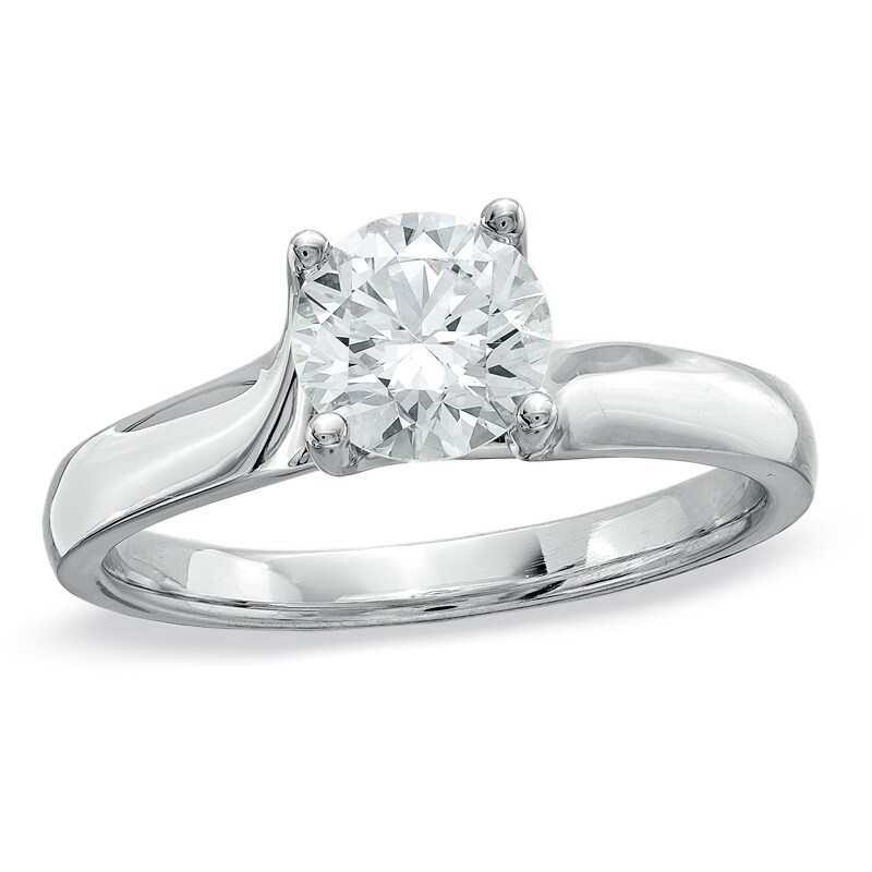 Main Image 1 of 1 CT. Certified Diamond Solitaire Engagement Ring in 14K White Gold (I/SI2)