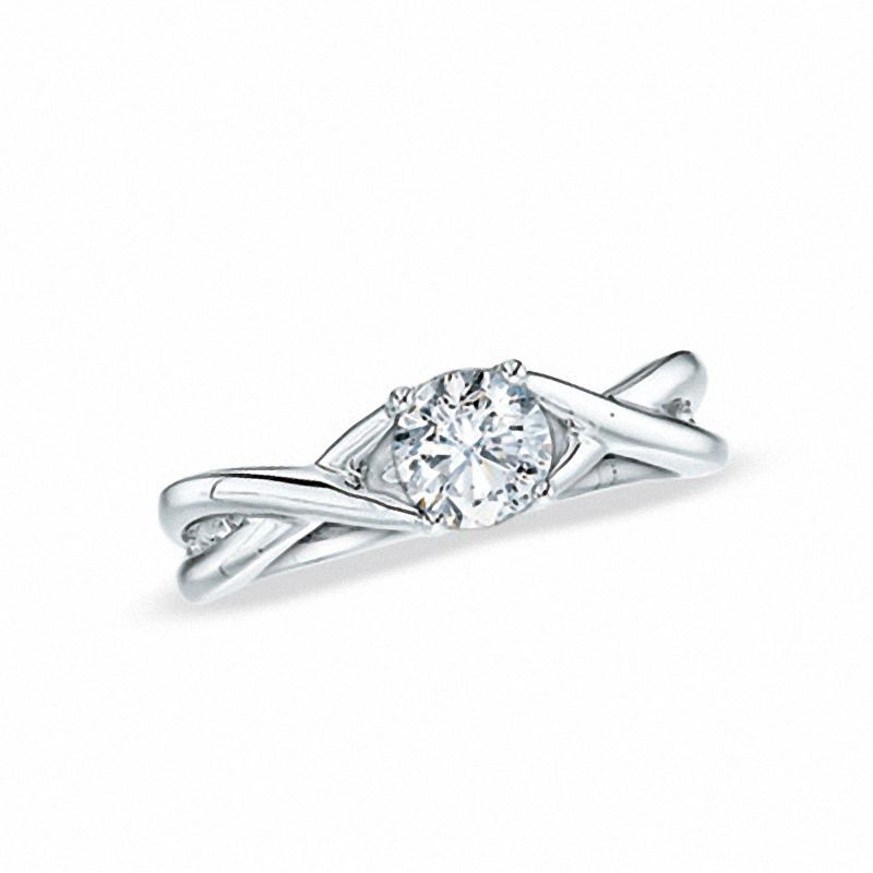 1 CT. T.W. Diamond Solitaire Twist Engagement Ring in 14K White Gold