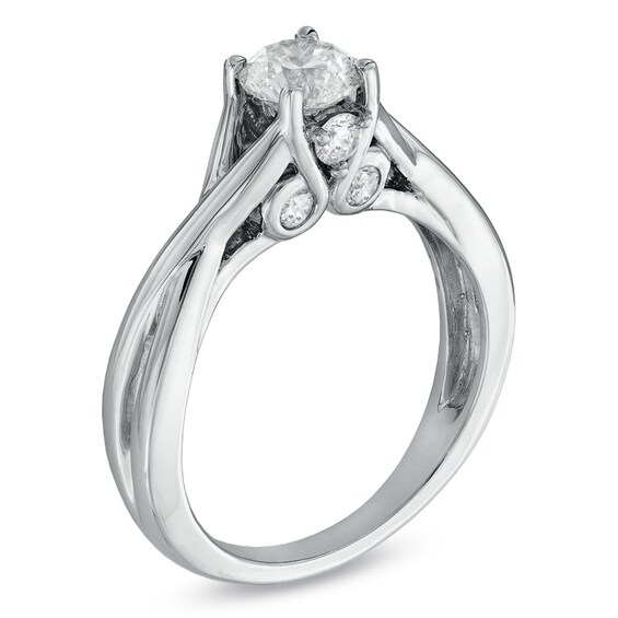 1 CT. T.w. Diamond Solitaire Twist Engagement Ring in 14K White Gold