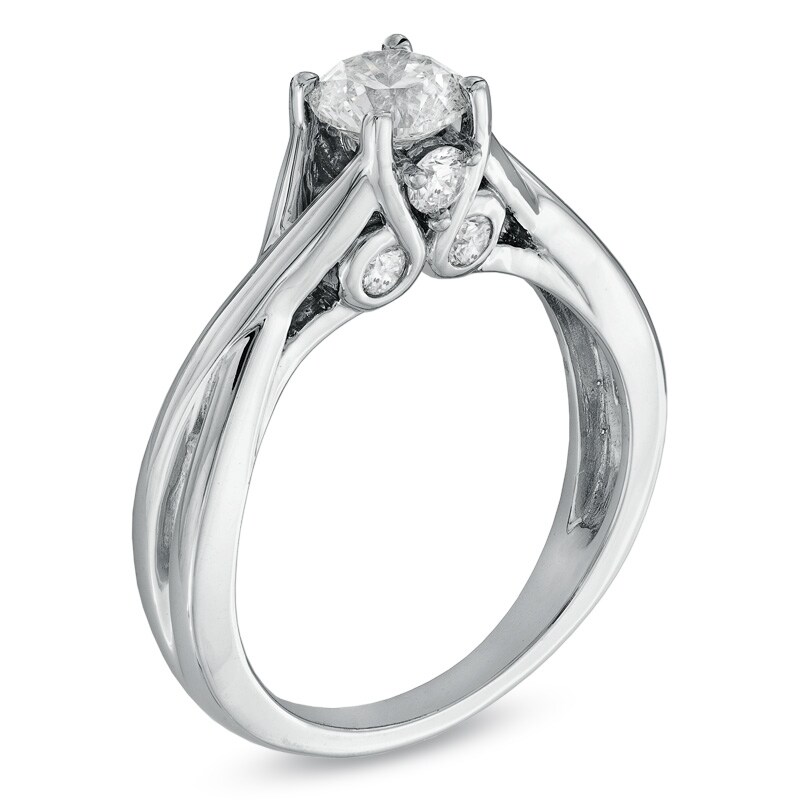 1 CT. T.W. Diamond Solitaire Twist Engagement Ring in 14K White Gold