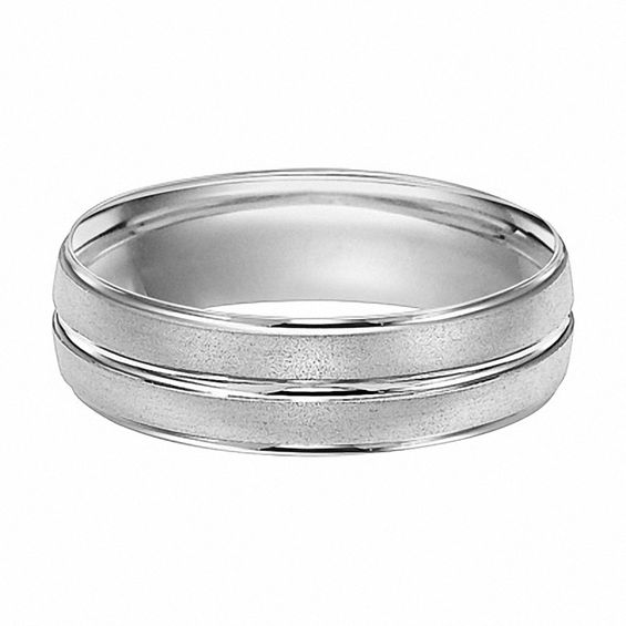 6.0mm Center Groove Wedding Band in 10K White Gold