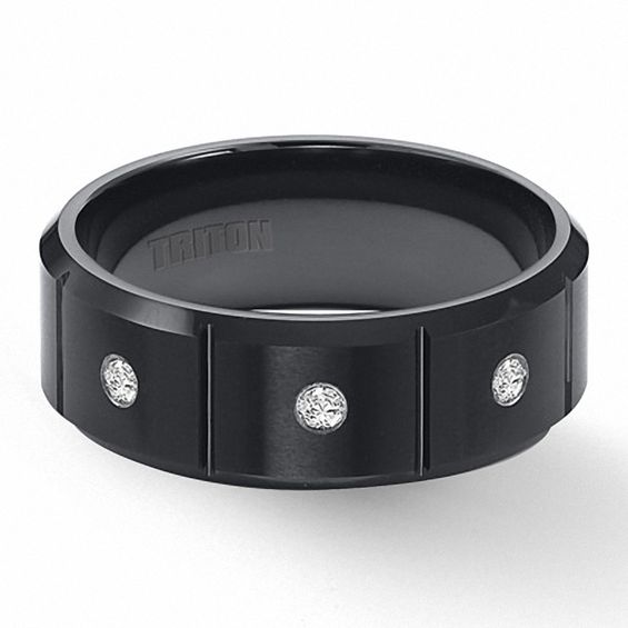 Black Tungsten Men's Ring with Knurl Pattern | Revolution Jewelry