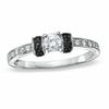 Thumbnail Image 1 of 1/4 CT. T.W. Enhanced Black and White Diamond Station Engagement Ring in 10K White Gold