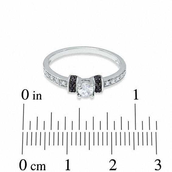 1/4 CT. T.w. Enhanced Black and White Diamond Station Engagement Ring in 10K White Gold