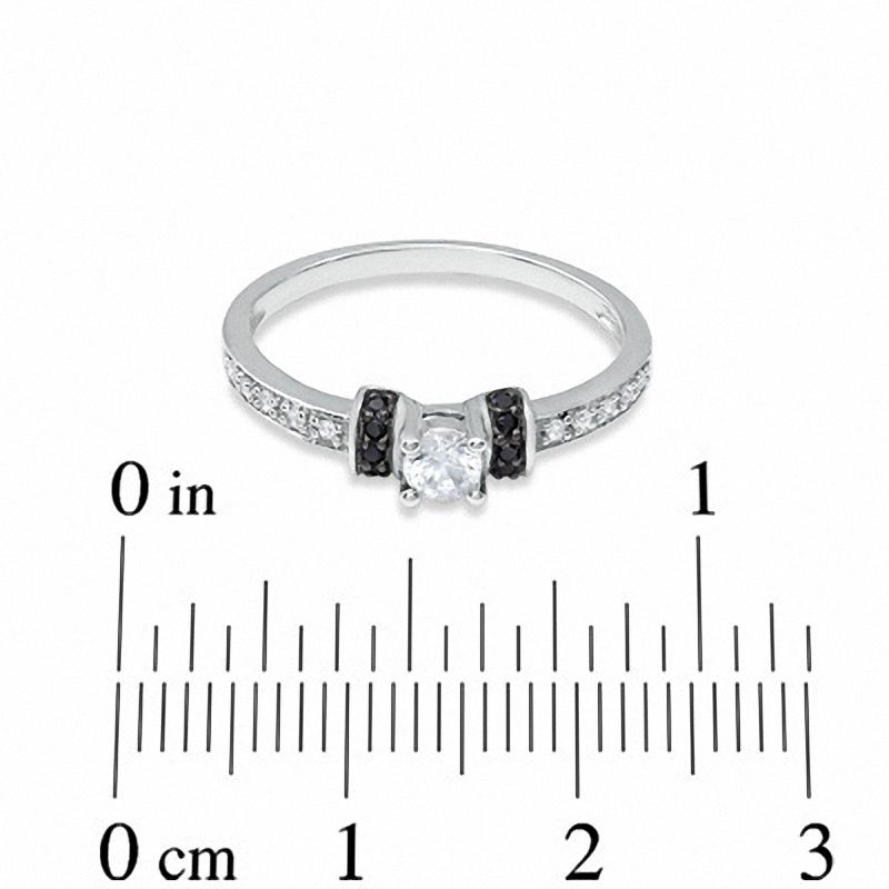 Main Image 3 of 1/4 CT. T.W. Enhanced Black and White Diamond Station Engagement Ring in 10K White Gold