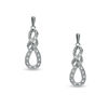 Thumbnail Image 1 of 1/10 CT. T.W. Diamond Knotted Swirl Drop Earrings in Sterling Silver