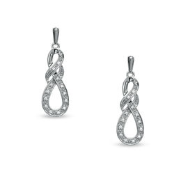 1/10 CT. T.W. Diamond Knotted Swirl Drop Earrings in Sterling Silver