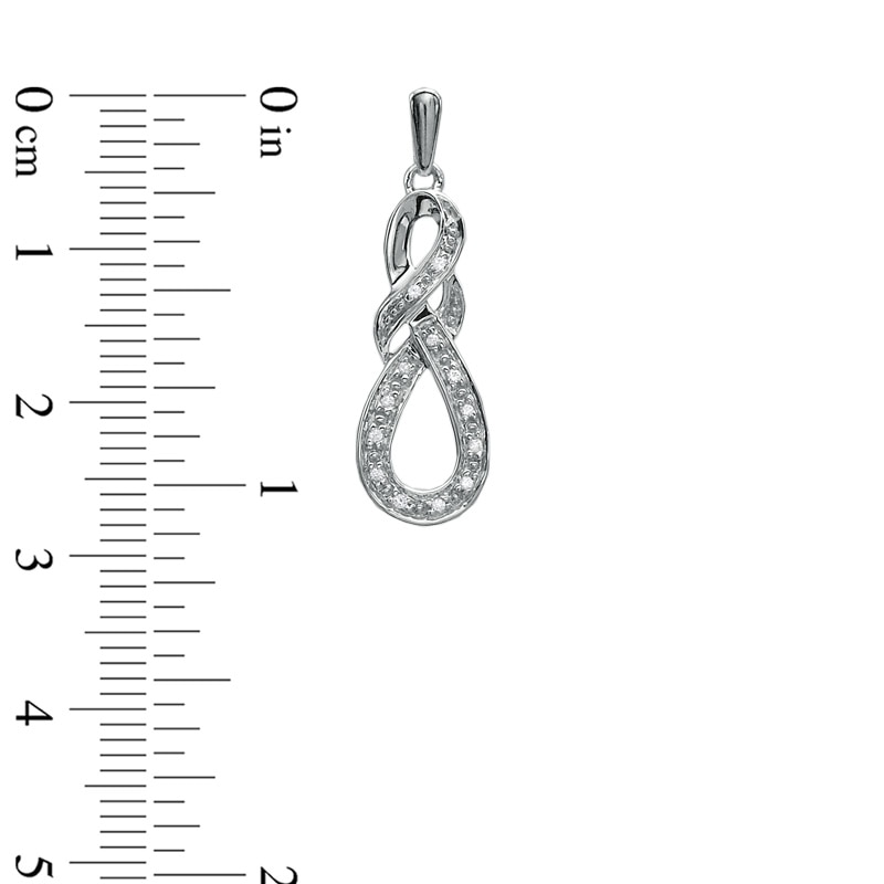 Main Image 2 of 1/10 CT. T.W. Diamond Knotted Swirl Drop Earrings in Sterling Silver