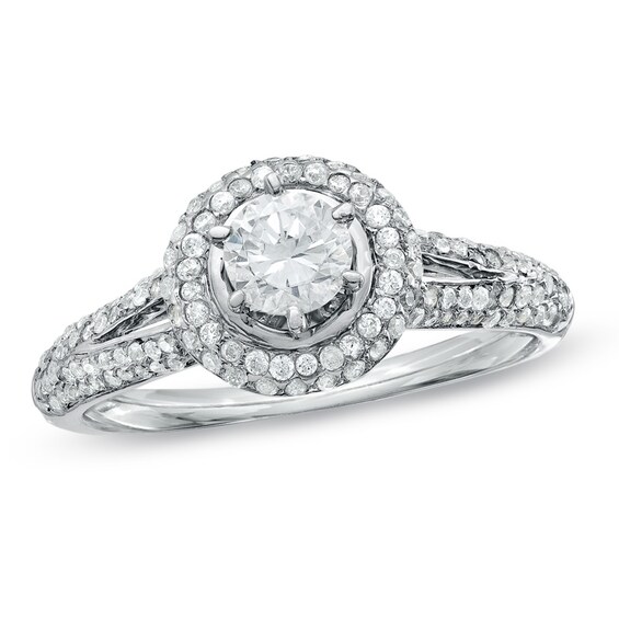 5/8 CT. T.W. Diamond Split Shank Frame Engagement Ring in 10K White Gold 5/8 CT. T.W. Diamond Split Shank Frame Engagement Ring in 10K White Gold
