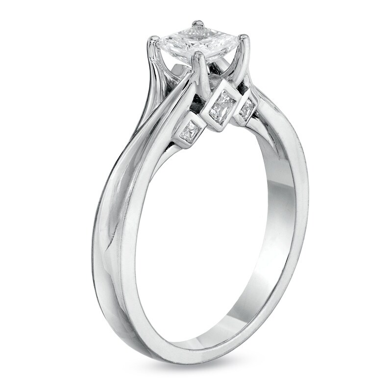 Main Image 2 of 1 CT. T.W. Princess-Cut Diamond Solitaire Engagement Ring in 14K White Gold