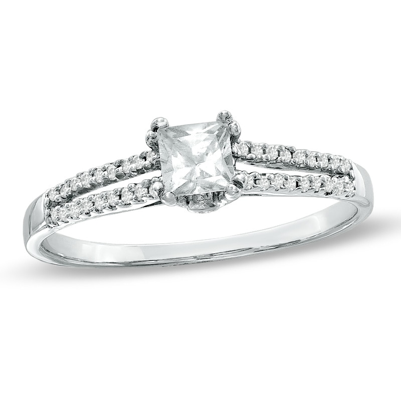 1/3 CT. T.W. Princess-Cut Diamond Split Shank Engagement Ring in 10K White Gold
