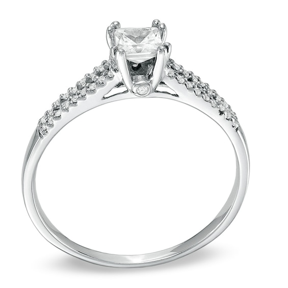 1/3 CT. T.w. Princess-Cut Diamond Split Shank Engagement Ring in 10K White Gold