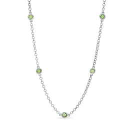 Peridot Station Necklace in Sterling Silver