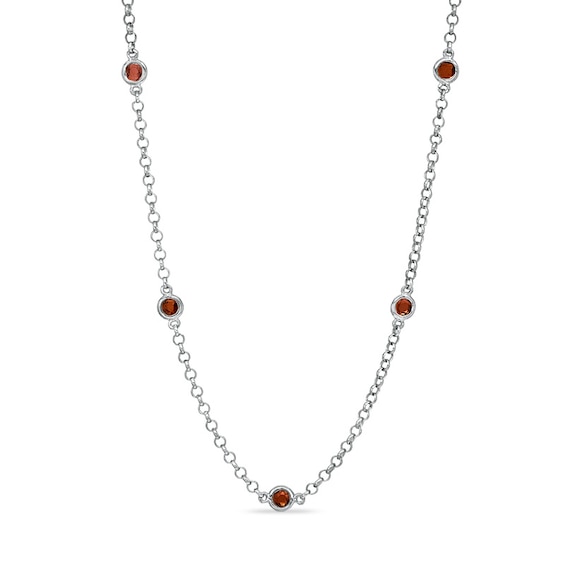 Garnet Station Necklace in Sterling Silver | Zales