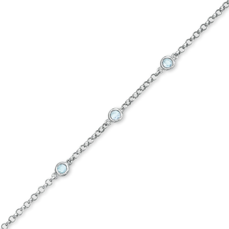 Aquamarine Station Bracelet in Sterling Silver