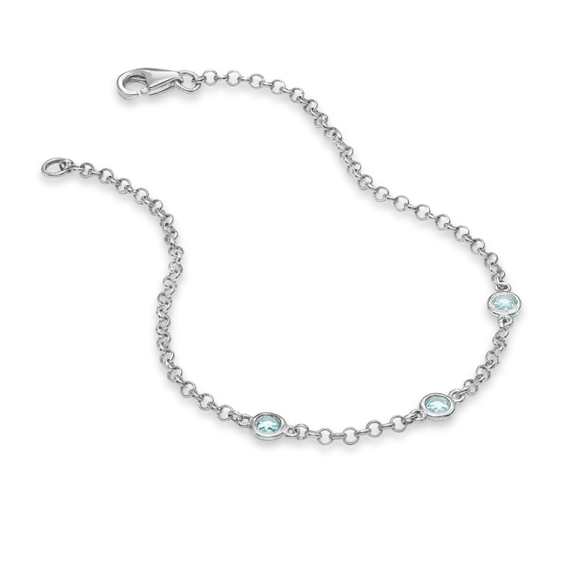 Aquamarine Station Bracelet in Sterling Silver