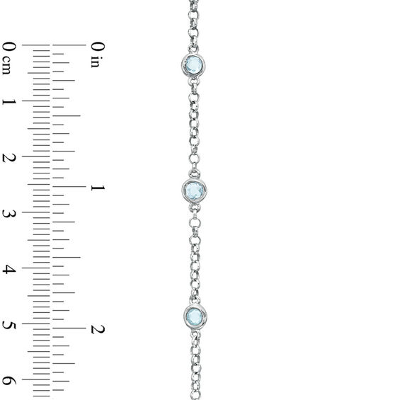 Aquamarine Station Bracelet in Sterling Silver