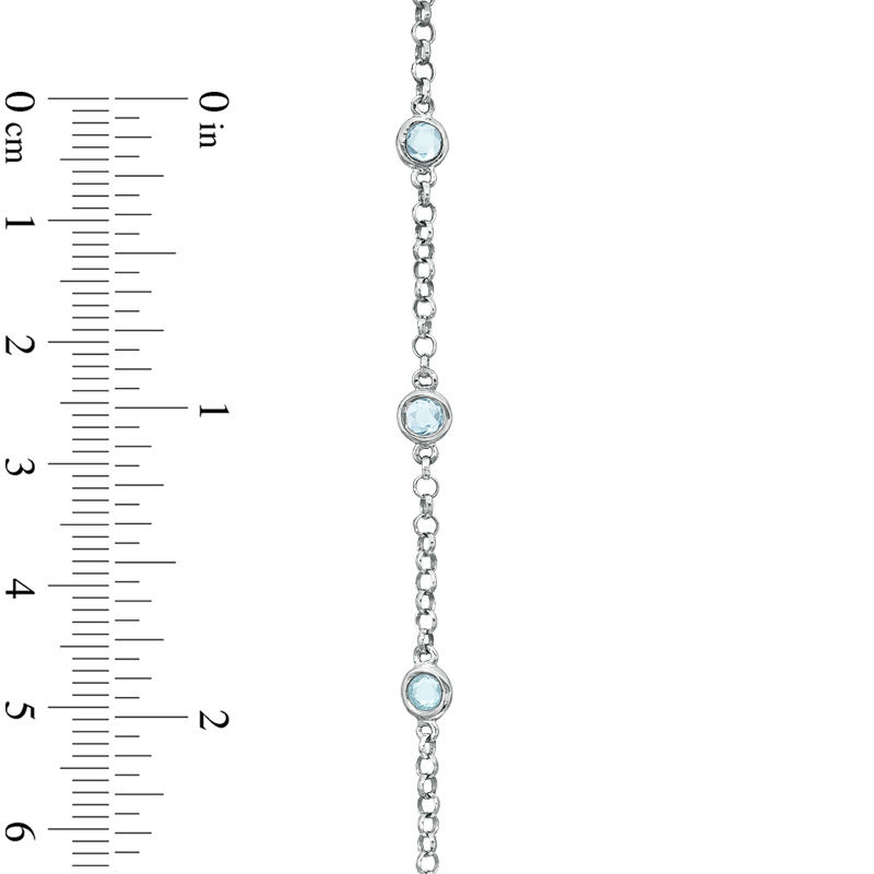 Aquamarine Station Bracelet in Sterling Silver