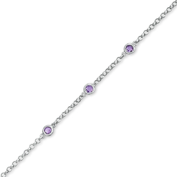 Amethyst Station Bracelet in Sterling Silver
