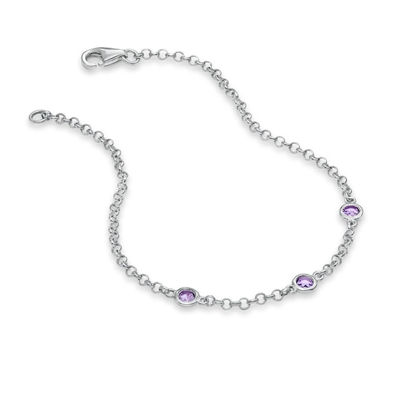 Amethyst Station Bracelet in Sterling Silver