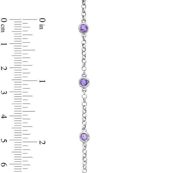 Amethyst Station Bracelet in Sterling Silver