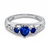 Thumbnail Image 2 of Heart-Shaped Lab-Created Blue Sapphire Three Stone and Diamond Accent Ring in Sterling Silver