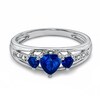 Thumbnail Image 2 of Heart-Shaped Lab-Created Blue Sapphire Three Stone and Diamond Accent Ring in Sterling Silver