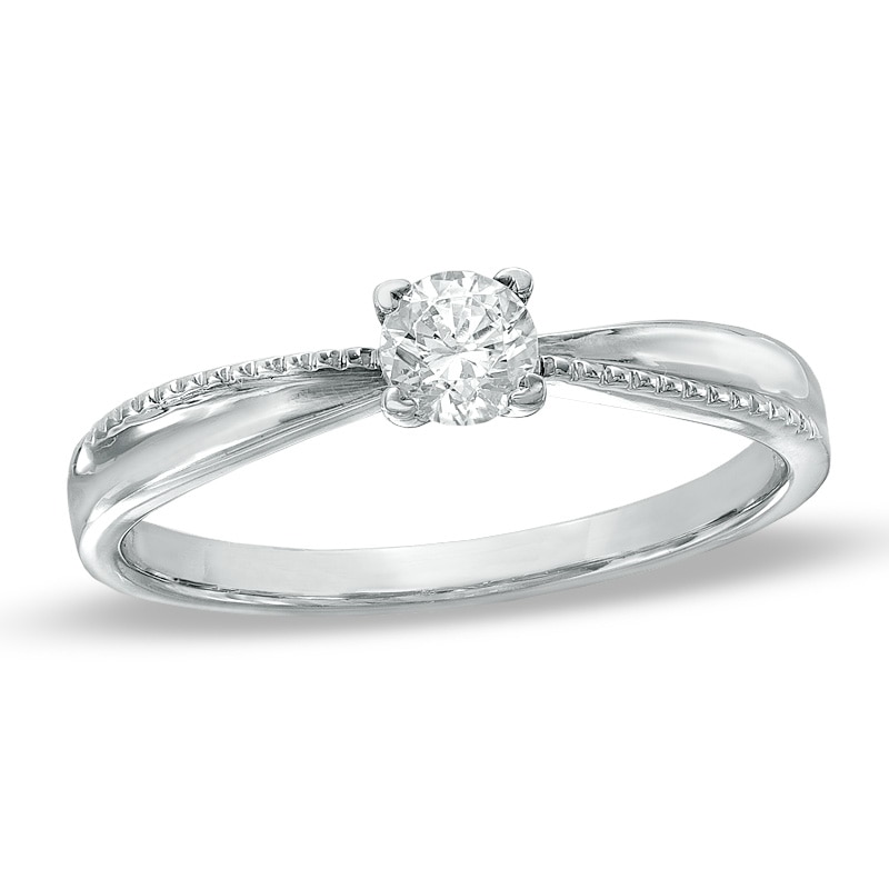 1/6 CT. Diamond Solitaire Promise Ring in 10K White Gold