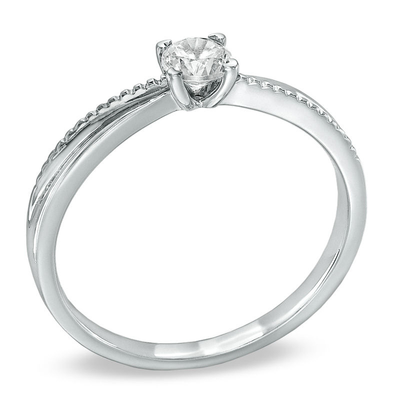 Main Image 2 of 1/6 CT. Diamond Solitaire Promise Ring in 10K White Gold