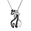 Thumbnail Image 1 of 1/10 CT. T.W. Enhanced Black and White Diamond Accent Double Giraffe Pendant in 10K White Gold