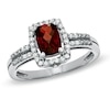 Thumbnail Image 0 of Cushion-Cut Garnet and White Topaz Frame Ring in Sterling Silver