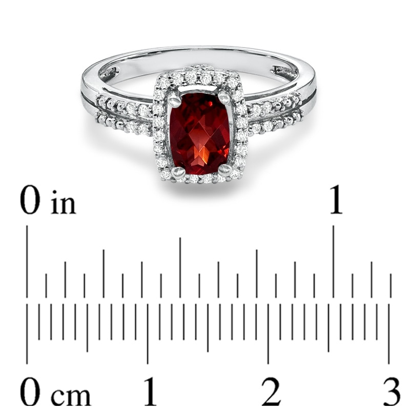 Cushion-Cut Garnet and White Topaz Frame Ring in Sterling Silver