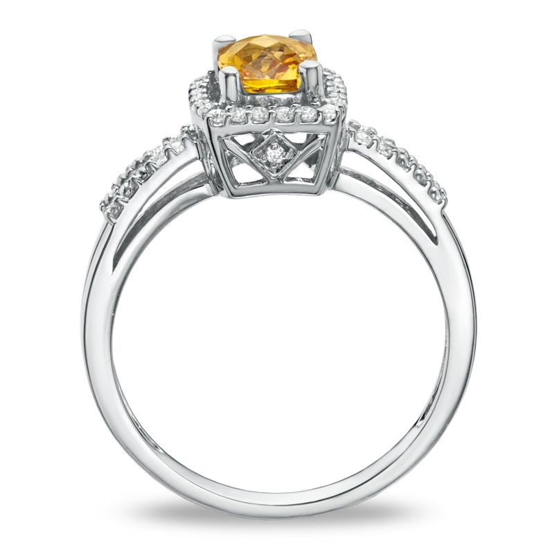 Cushion-Cut Citrine and White Topaz Frame Ring in Sterling Silver