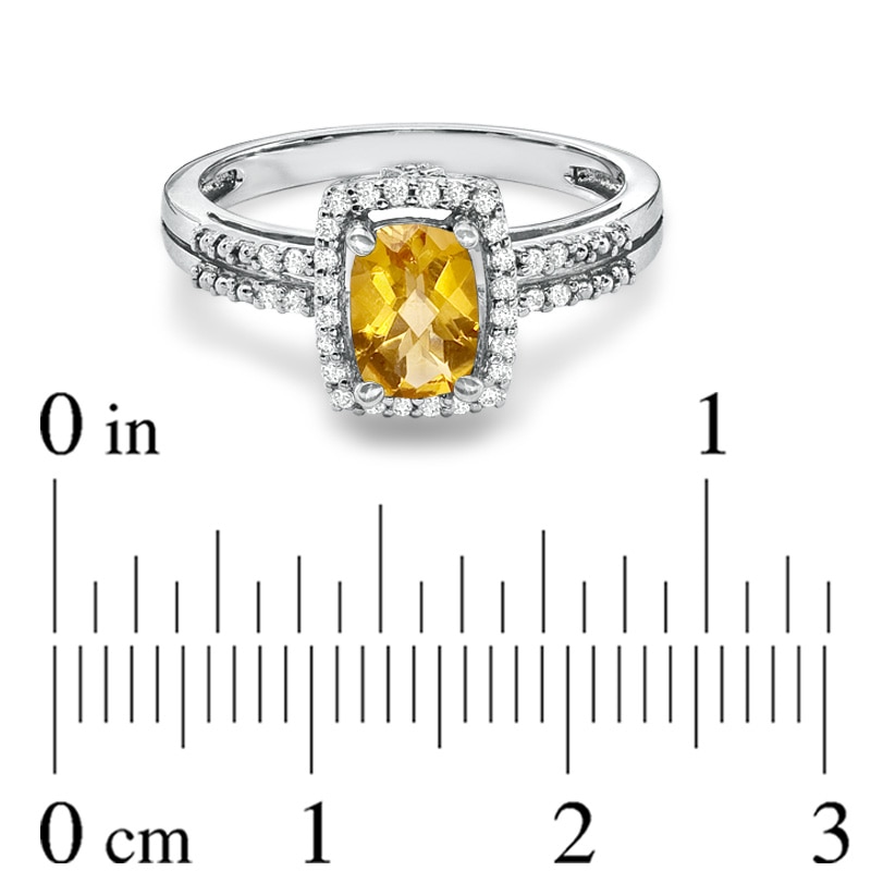 Cushion-Cut Citrine and White Topaz Frame Ring in Sterling Silver