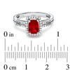 Thumbnail Image 2 of Cushion-Cut Lab-Created Ruby and White Sapphire Frame Ring in Sterling Silver